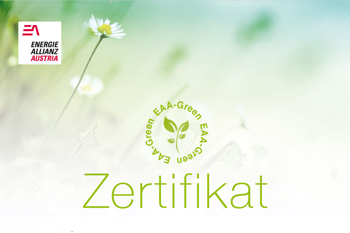 Zertifikat Stromqualität EAA-Green Energy 